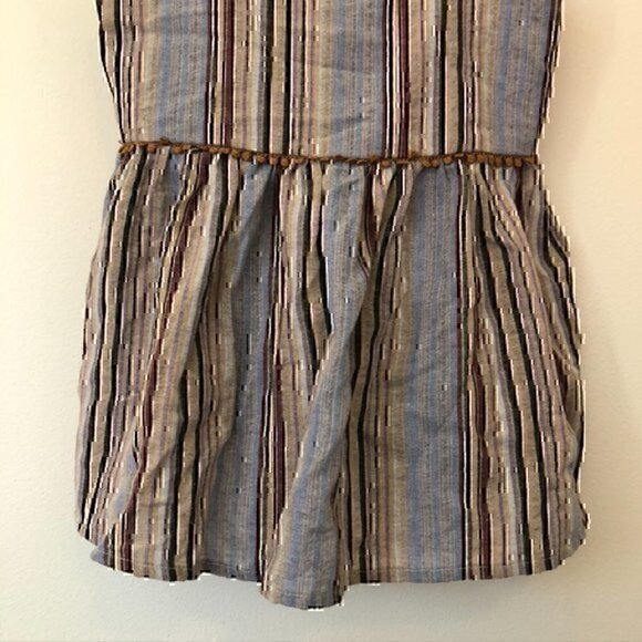 ALTAR'D STATE Ellery Top Blue Peach Multi Striped Tie Strap Peplum Tank Blouse S - Picture 5 of 12